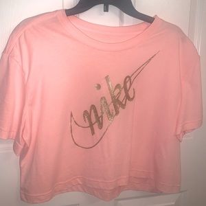 Pink and Gold Nike Cropped Tee
